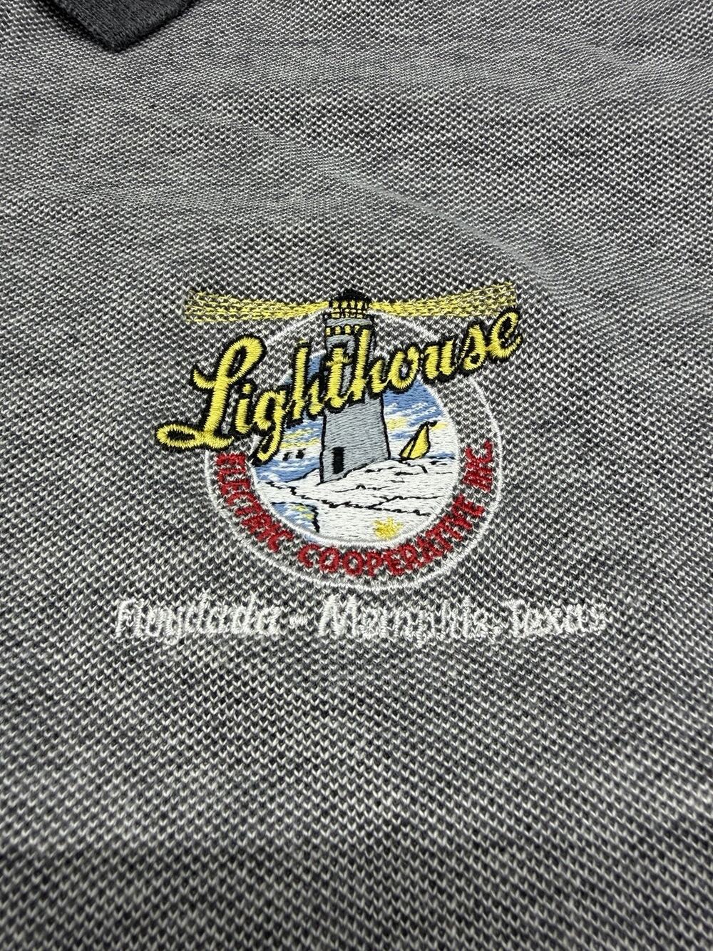 Hilton Polo Shirt Mens XXL Gray Embroidered Lighthouse Floydada Memphis Texas